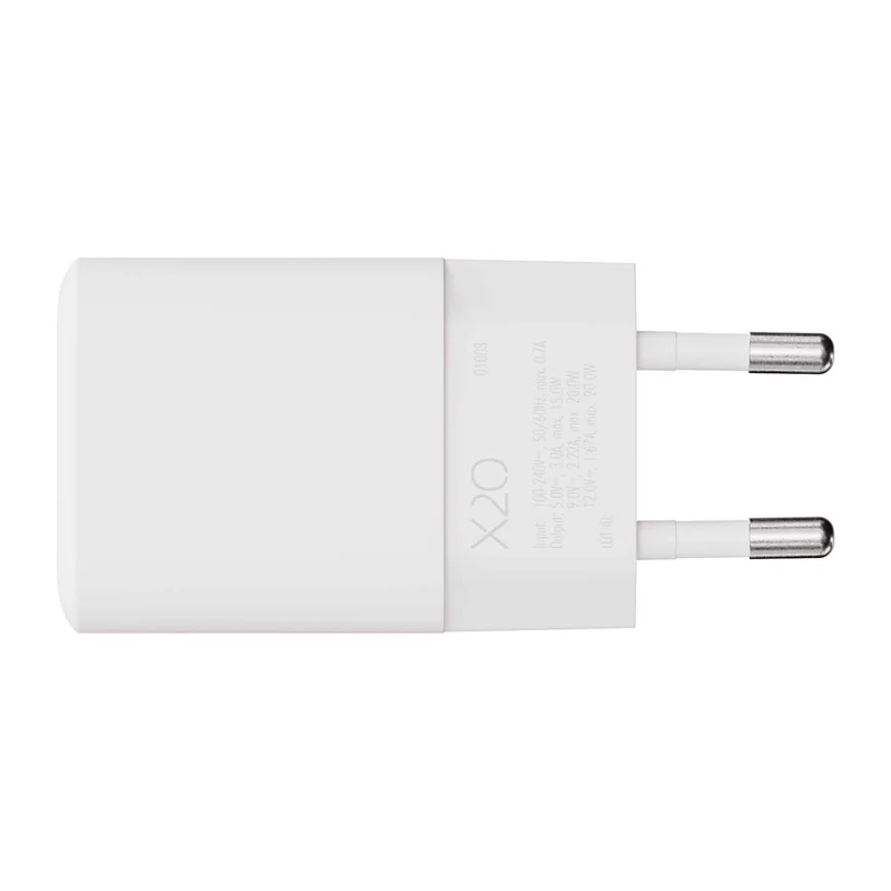 X2O 20W hemmaladdare USB-C med 1,2 m kabel GaN Vit - 3401003