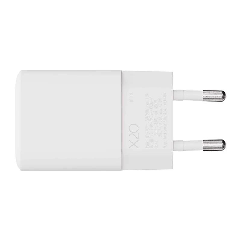 X2O 45W dubbel hemmaladdare USB-C/C GaN vit - 3401009