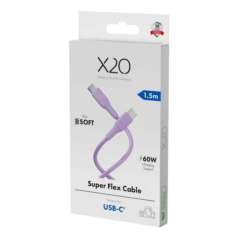 X2O SUPERFLEX 60W USB-C/C-kabel 1,5 m rosa - 3401023