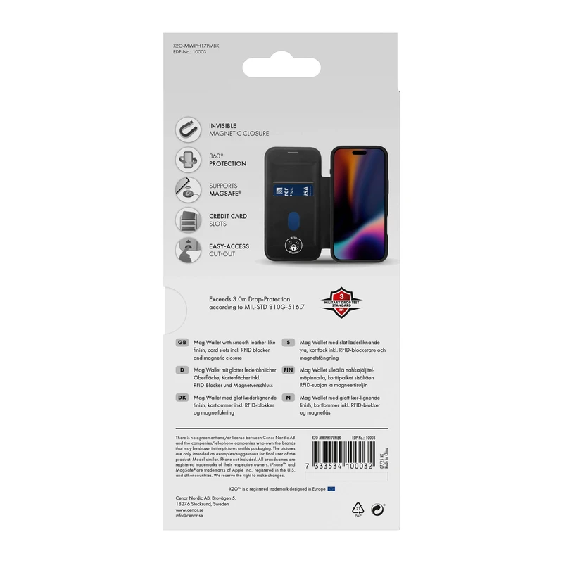 X2O Mag Wallet Plånboksfodral Apple iPhone 17 Pro Max Svart - 3410003