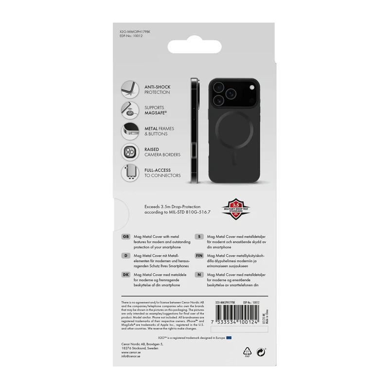 X2O Mag Metal Skal Apple iPhone 17 Pro Svart - 3410012
