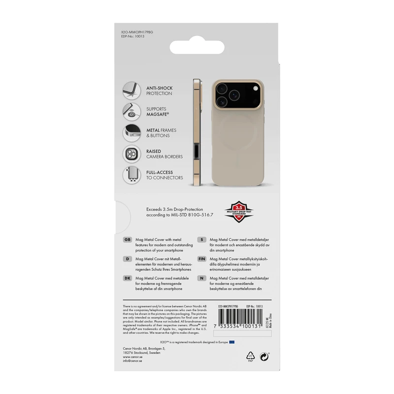 X2O Mag Metal Skal Apple iPhone 17 Pro Beige/Gold - 3410013