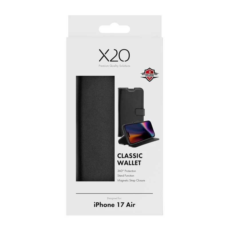X2O Classic Wallet Plånboksfodral Apple iPhone Air Svart - 3410025