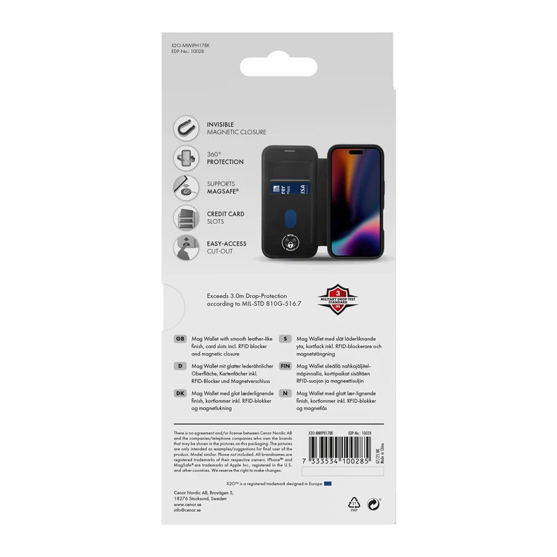 X2O Mag Wallet Plånboksfodral Apple iPhone 17 Svart - 3410028