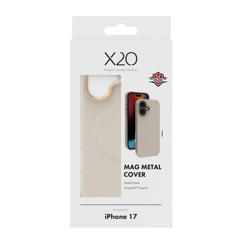 X2O Mag Metal Skal Apple iPhone 17 Beige/Gold - 3410030