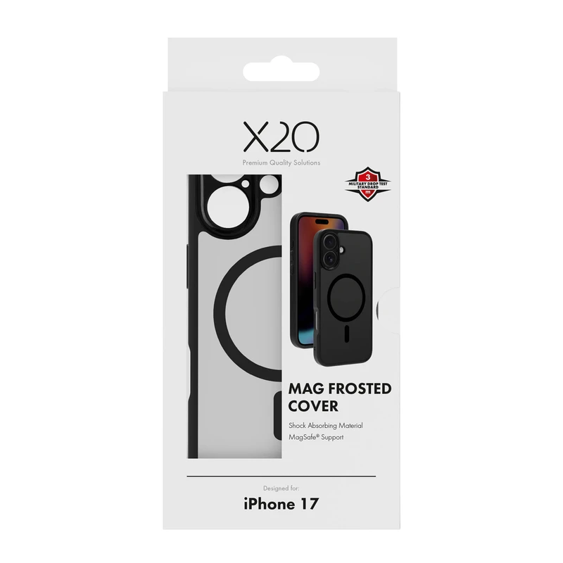 X2O Mag Frosted Skal Apple iPhone 17 Semi-Klar/Svart - 3410031