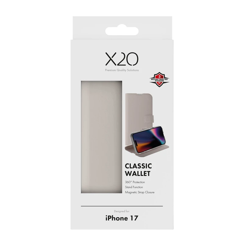 X2O Classic Wallet Plånboksfodral Apple iPhone 17 Greige - 3410035