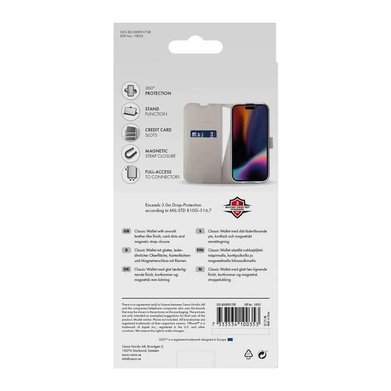 X2O Classic Wallet Plånboksfodral Apple iPhone 17 Greige - 3410035