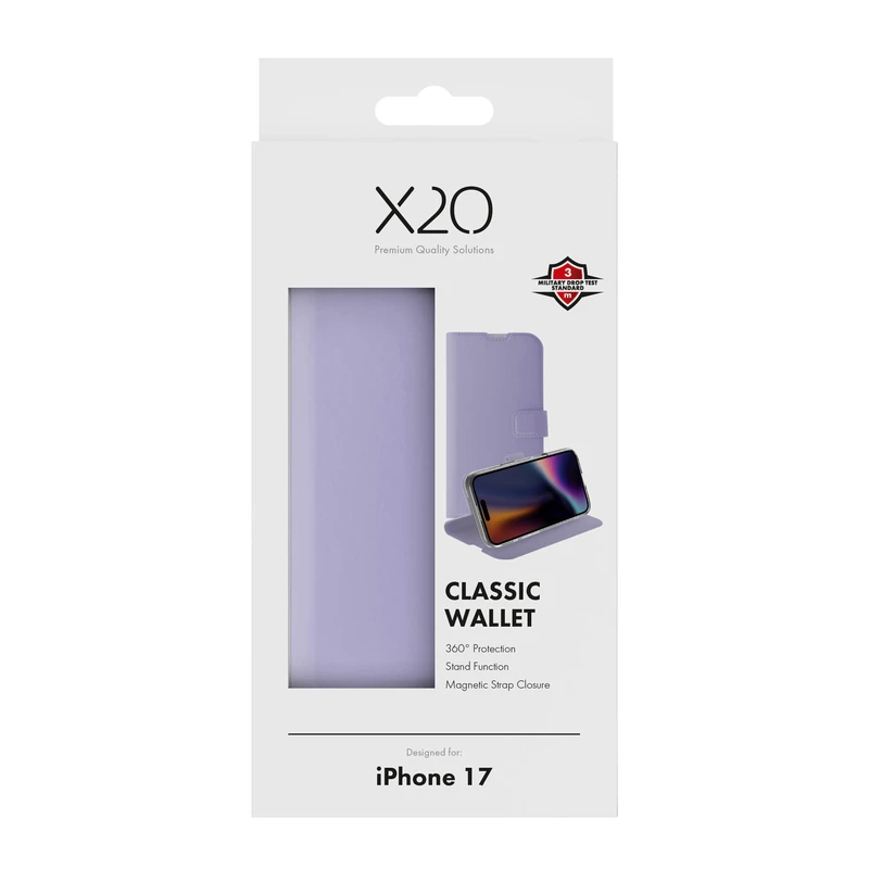 X2O Classic Wallet Plånboksfodral Apple iPhone 17 Lavender - 3410037
