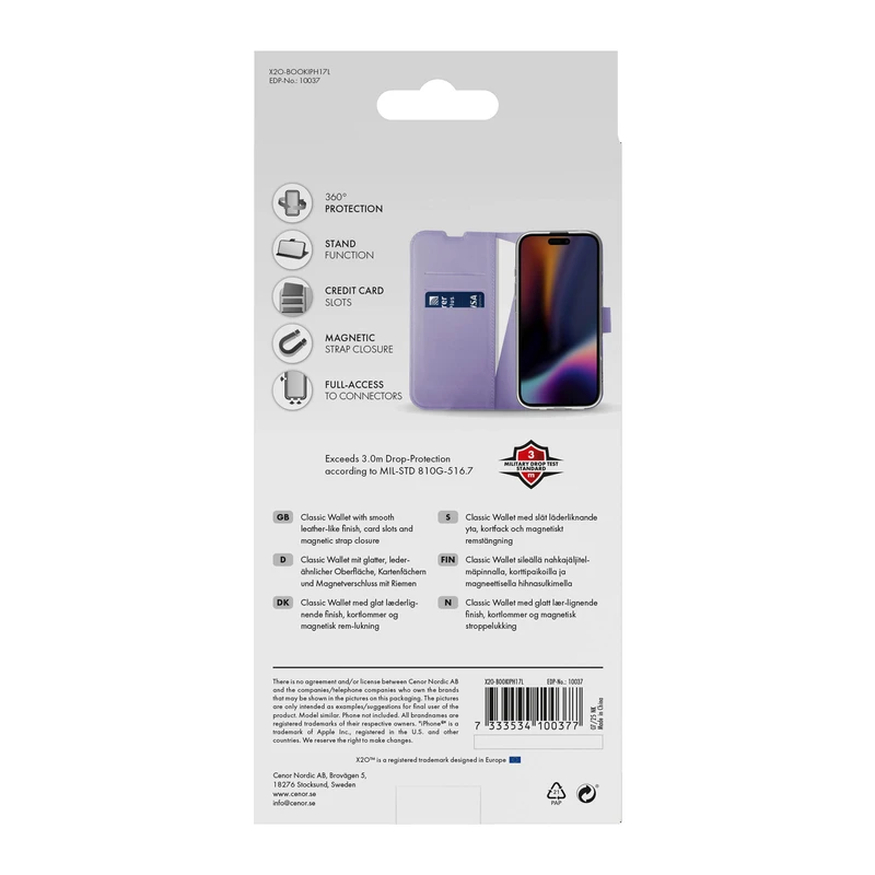 X2O Classic Wallet Plånboksfodral Apple iPhone 17 Lavender - 3410037