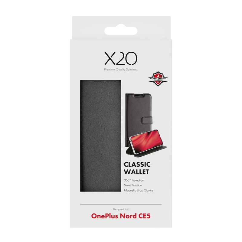 X2O Classic Wallet Plånboksfodral OnePlus Nord CE5 Svart - 3410054