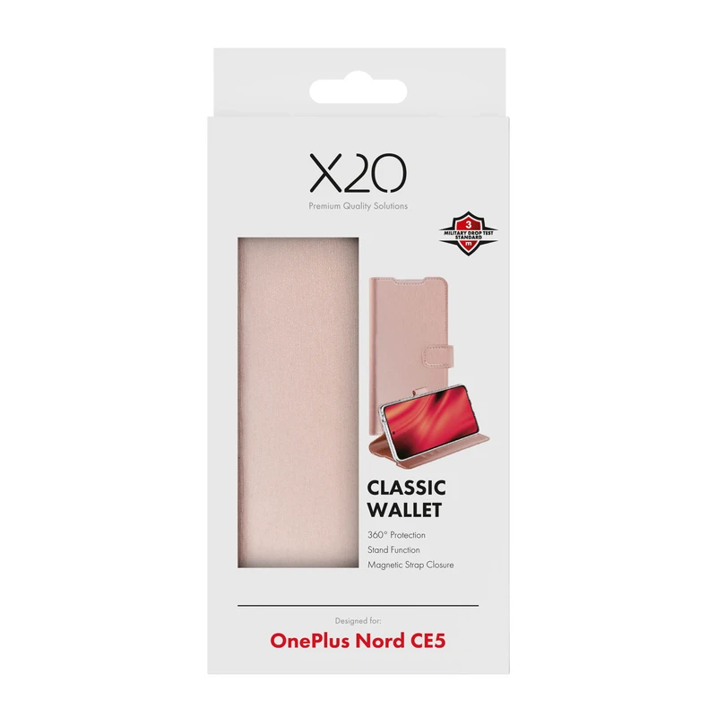 X2O Classic Wallet Plånboksfodral OnePlus Nord CE5 Rose Gold - 3410055