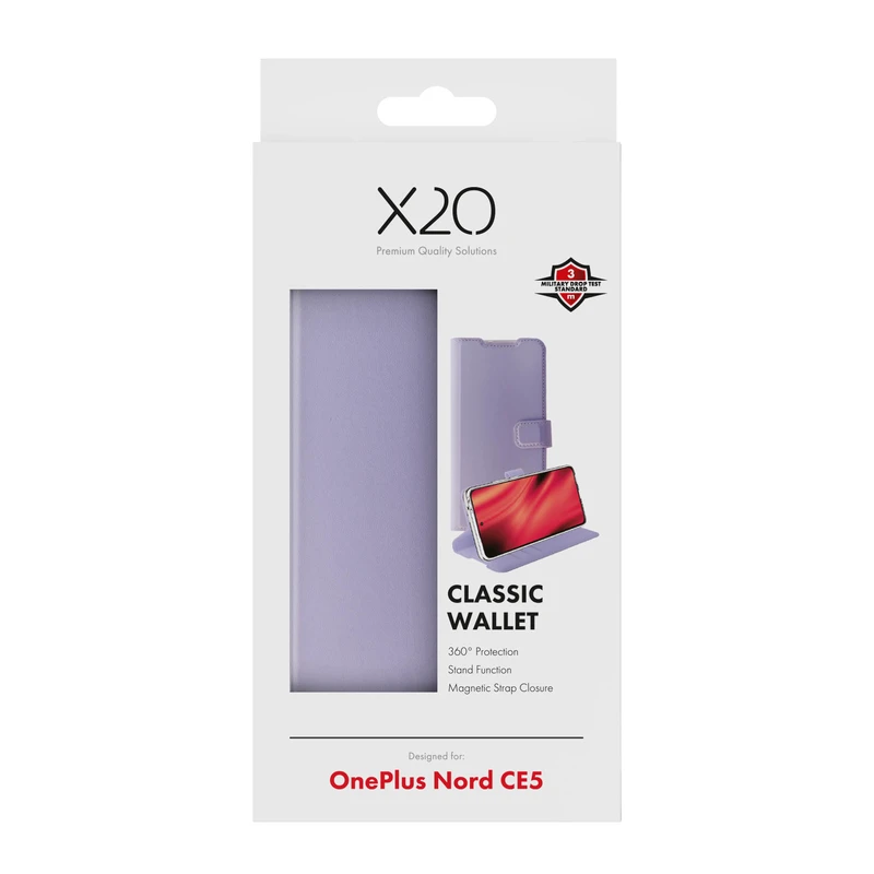 X2O Classic Wallet Plånboksfodral OnePlus Nord CE5 Lavender - 3410056