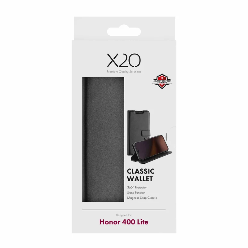 X2O Classic Wallet Plånboksfodral Honor 400 Lite Svart - 3410069