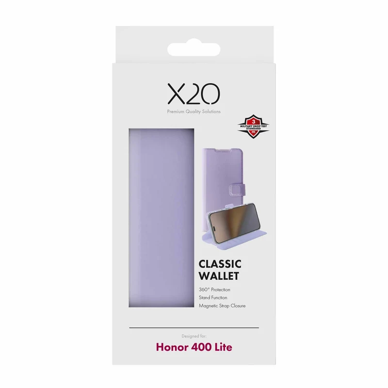 X2O Classic Wallet Plånboksfodral Honor 400 Lite Lavender - 3410070