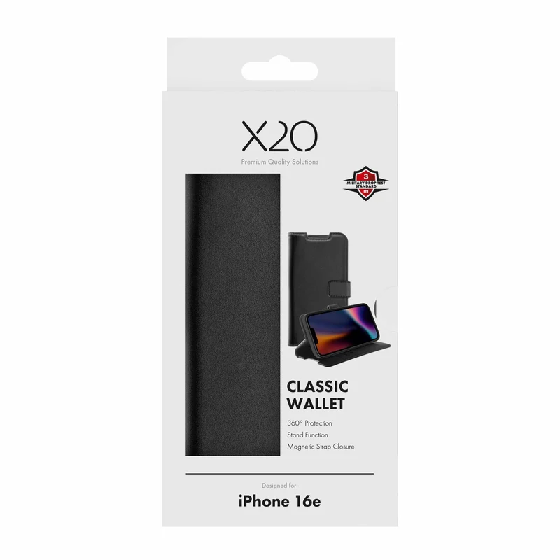 X2O Classic Wallet Plånboksfodral Apple iPhone 17e/16e Svart - 3410079