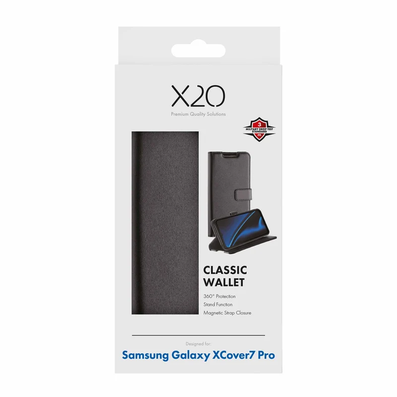 X2O Classic Wallet Plånboksfodral Samsung Galaxy Xcover7 Pro Svart - 3410088