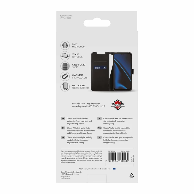 X2O Classic Wallet Plånboksfodral Samsung Galaxy Xcover7 Pro Svart - 3410088