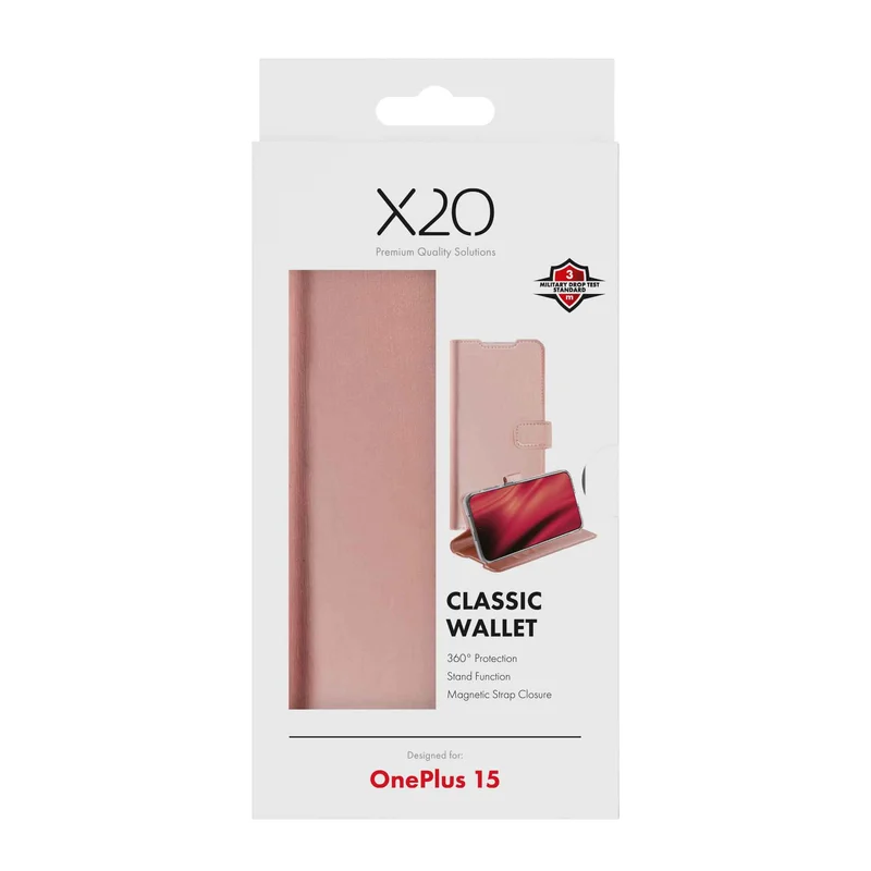 X2O Classic Wallet Plånboksfodal OnePlus 15 Rose Gold - 3410102
