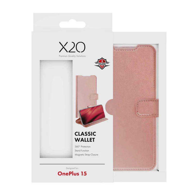 X2O Classic Wallet Plånboksfodal OnePlus 15 Rose Gold - 3410102