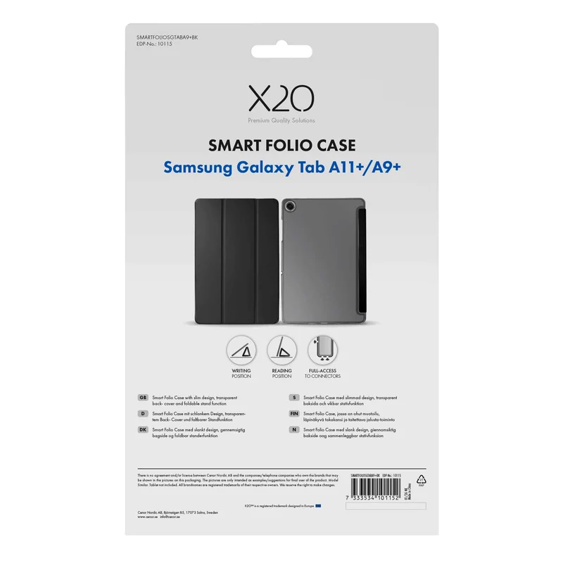 X2O Smart Folio Case Samsung Galaxy Tab A11+/A9+ Svart - 3410115