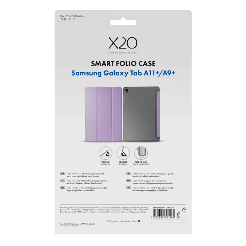 X2O Smart Folio Case Samsung Galaxy Tab A11+/A9+ Lavender - 3410116