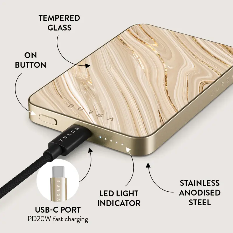 Burga Full Glam - MagSafe Power Bank 5000 mAh Guld - 4108357
