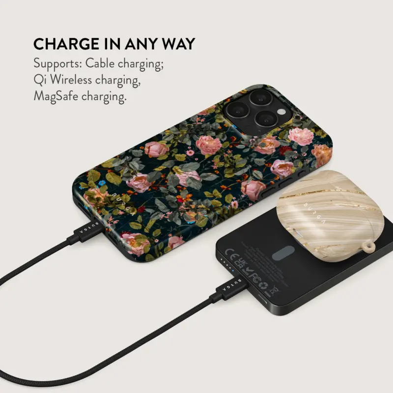 Burga Bloomy Garden - MagSafe Power Bank 5000 mAh Metallgrå - 4108396