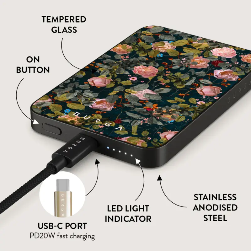 Burga Bloomy Garden - MagSafe Power Bank 5000 mAh Metallgrå - 4108396