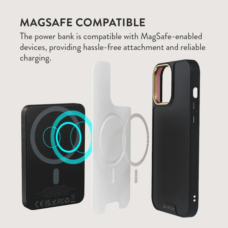 Burga Night Black Camo - MagSafe Power Bank 5000 mAh Metallgrå - 4108474
