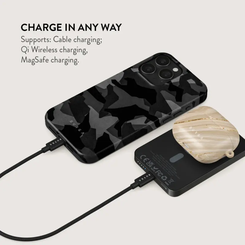 Burga Night Black Camo - MagSafe Power Bank 5000 mAh Metallgrå - 4108474