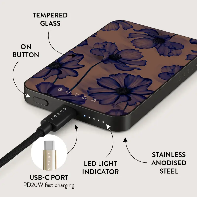 Burga Velvet Night - MagSafe Power Bank 5000 mAh Metallgrå - 4108572