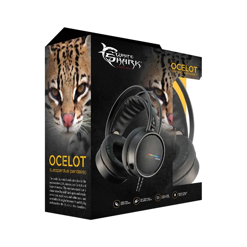 White Shark OCELOT On-Ear Spelheadset Svart - 7326645