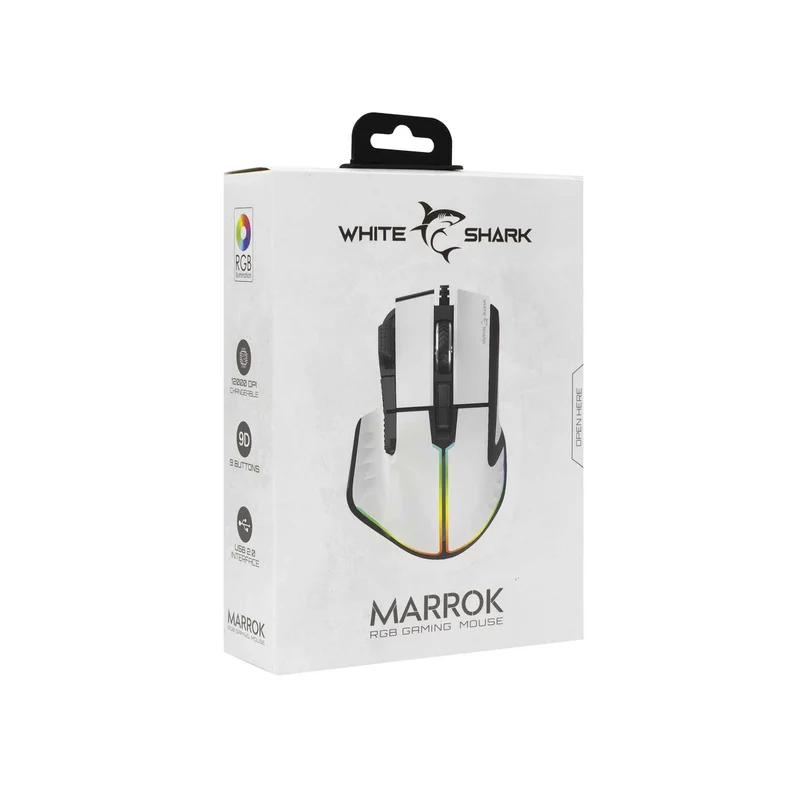 White Shark MARROK Spelmöss 9D 12.000dpi Vit - 7327117