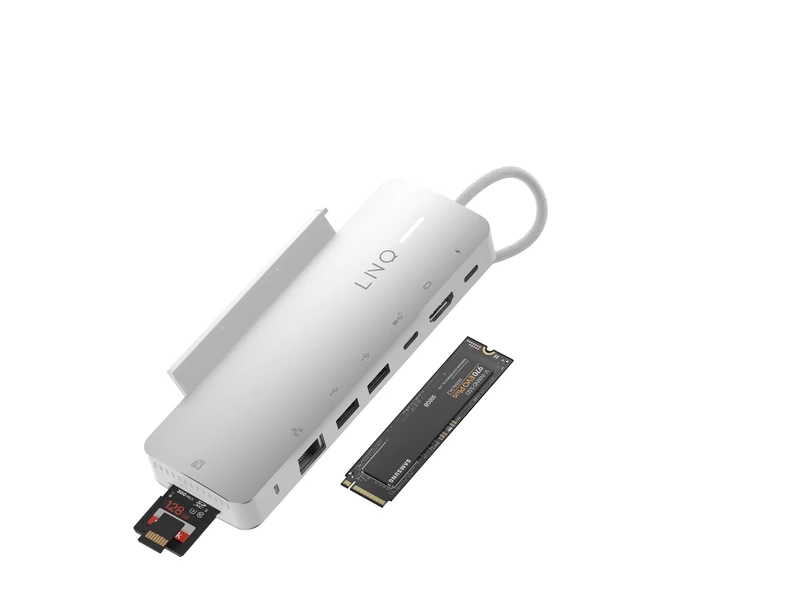 Linq 9in1 PRO SSD 140W USB-C Multiport Hub Aluminiumgrå - 7462274
