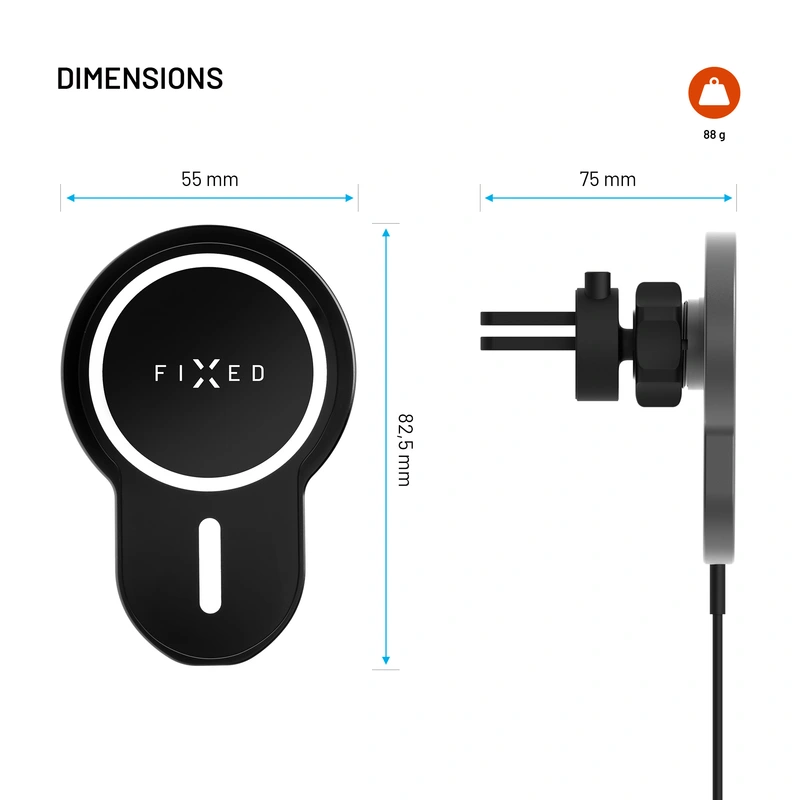 FIXED MagClick 15W Telefonhållare för ventilationsgaller - 8012231