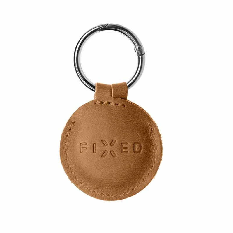 FIXED Nyckelringsfodral i äkta läder för AirTag Brun - 8013169