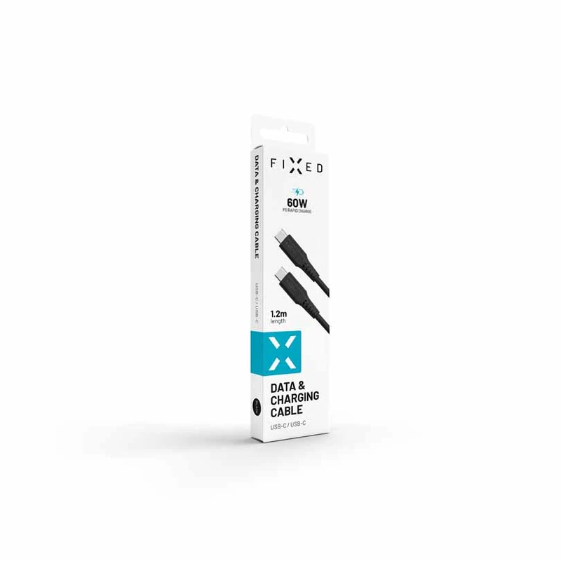 FIXED LIQUID silikonkabel 60W USB-C/C 1.2m Svart - 8014727