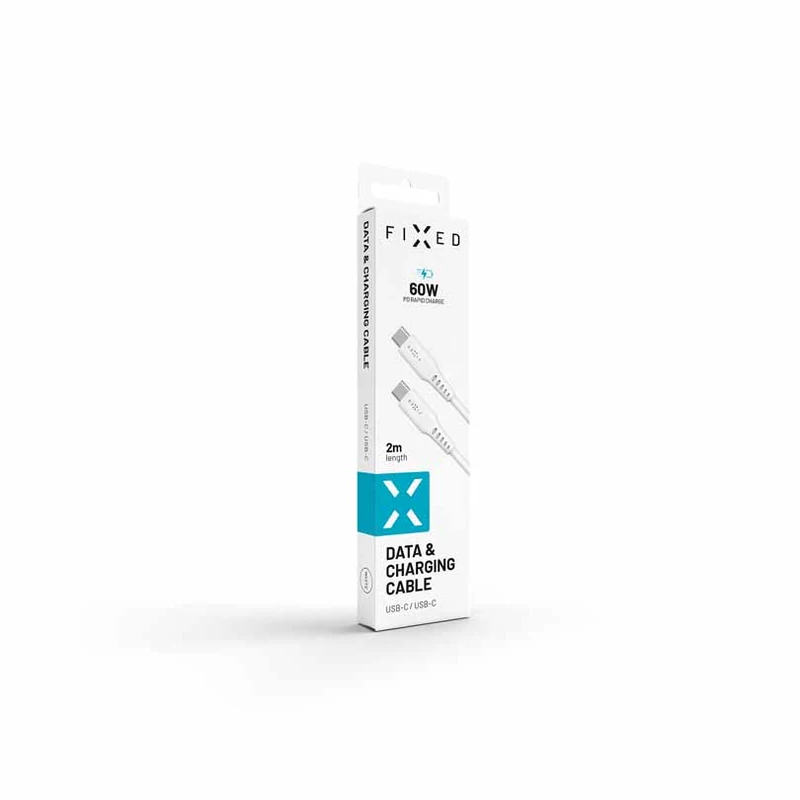 FIXED LIQUID silikonkabel 60W USB-C/C 2m Vit - 8014730