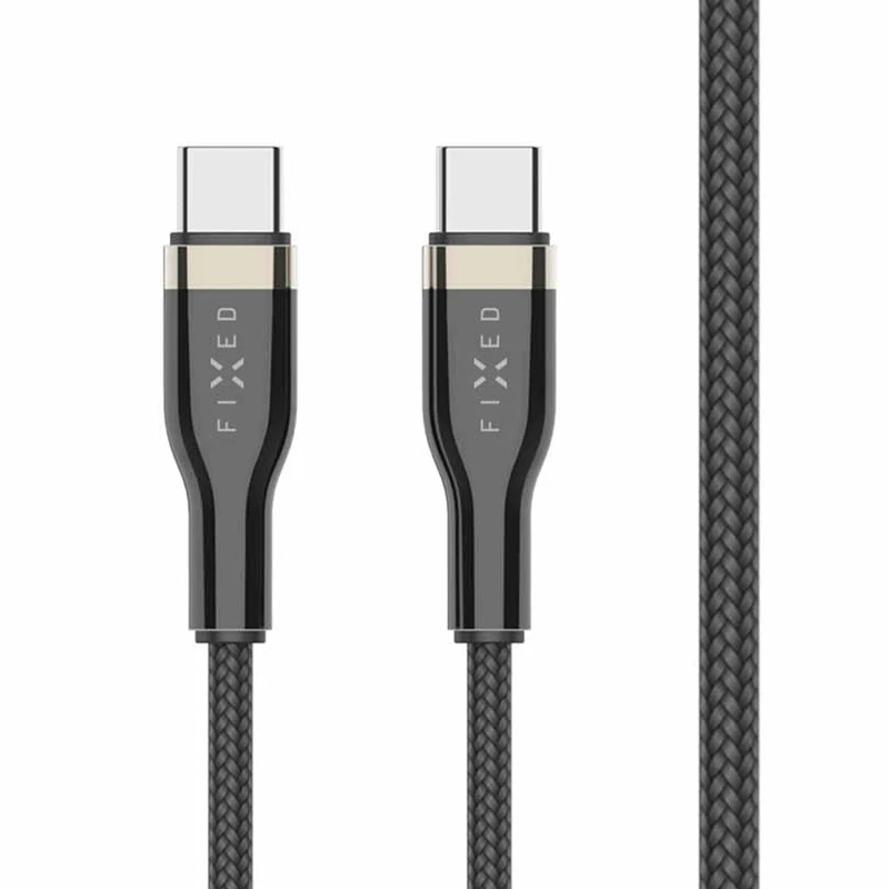 FIXED METAL 100W USB-C/C flätad kabel 1.2m Svart - 8014739
