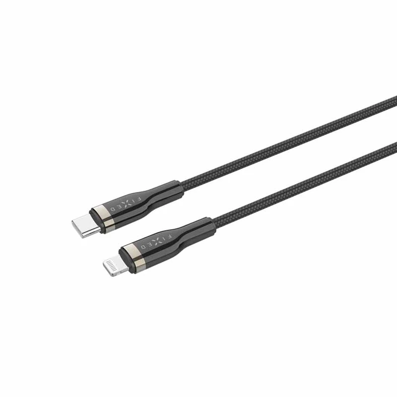 FIXED METAL USB-C/Lightning MFI flätad kabel 2m Svart - 8014746
