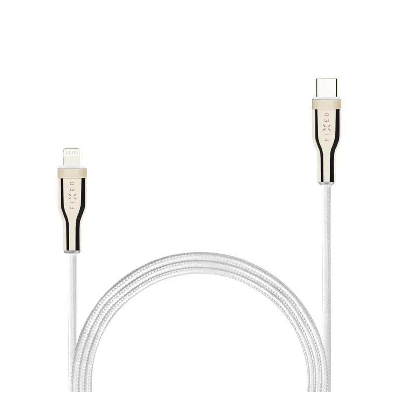 FIXED METAL USB-C/Lightning MFI flätad kabel 2m Vit - 8014747