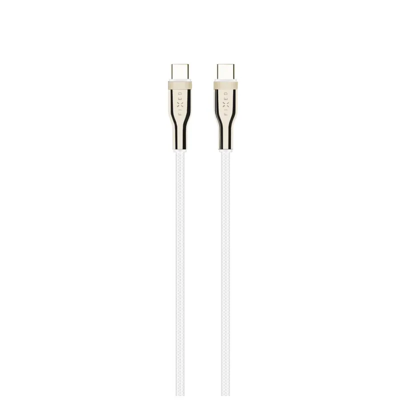 FIXED METAL 100W USB-C/C flätad kabel 1.2m Vit - 8014748