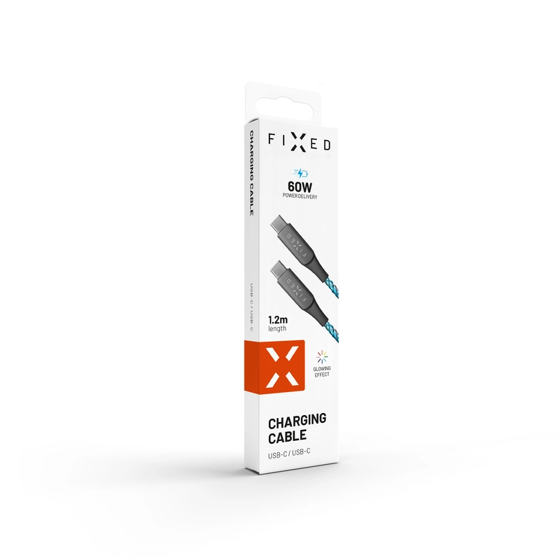 FIXED LED/Gaming USB-C/C 60W kabel 1.2m Flerfärgad - 8014900