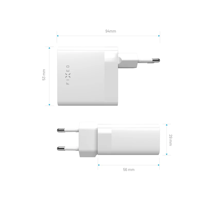 FIXED Supersnabb Hemladdare 65W 2xUSB-C PD 3.0 Vit - 8015001