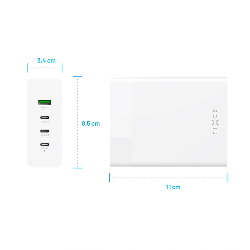 FIXED Supersnabb GaN Desktop Laddare 200W 3xUSB-C/USB-A - 8016119