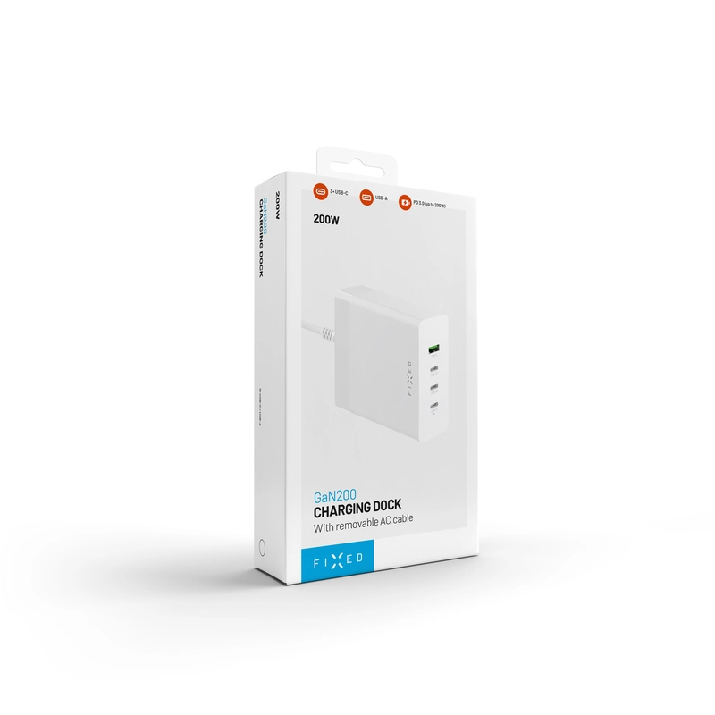 FIXED Supersnabb GaN Desktop Laddare 200W 3xUSB-C/USB-A - 8016119