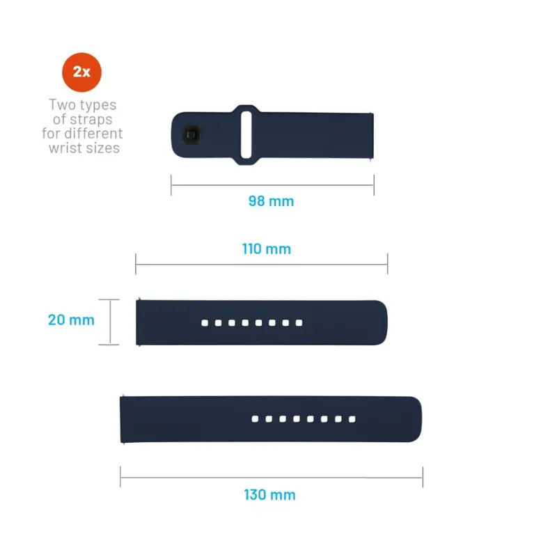 FIXED Silikonrem för Smartwatch Universal 20 mm Blå - 8016123