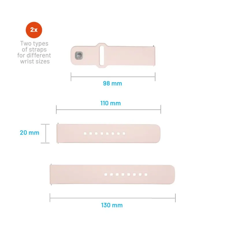 FIXED Silikonrem för Smartwatch Universal 20 mm Rosa - 8016125