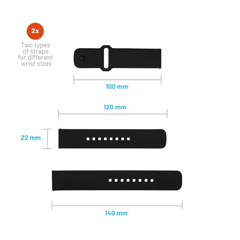 FIXED Silikonrem för Smartwatch Universal 22 mm Svart - 8016127